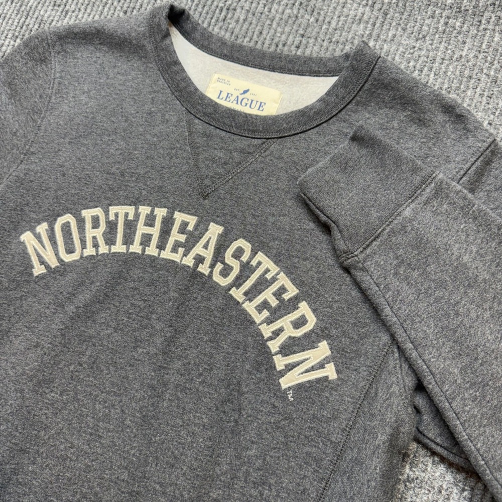 League Northeastern University Mens Small Gray Crewneck Sweatshirt Pullover